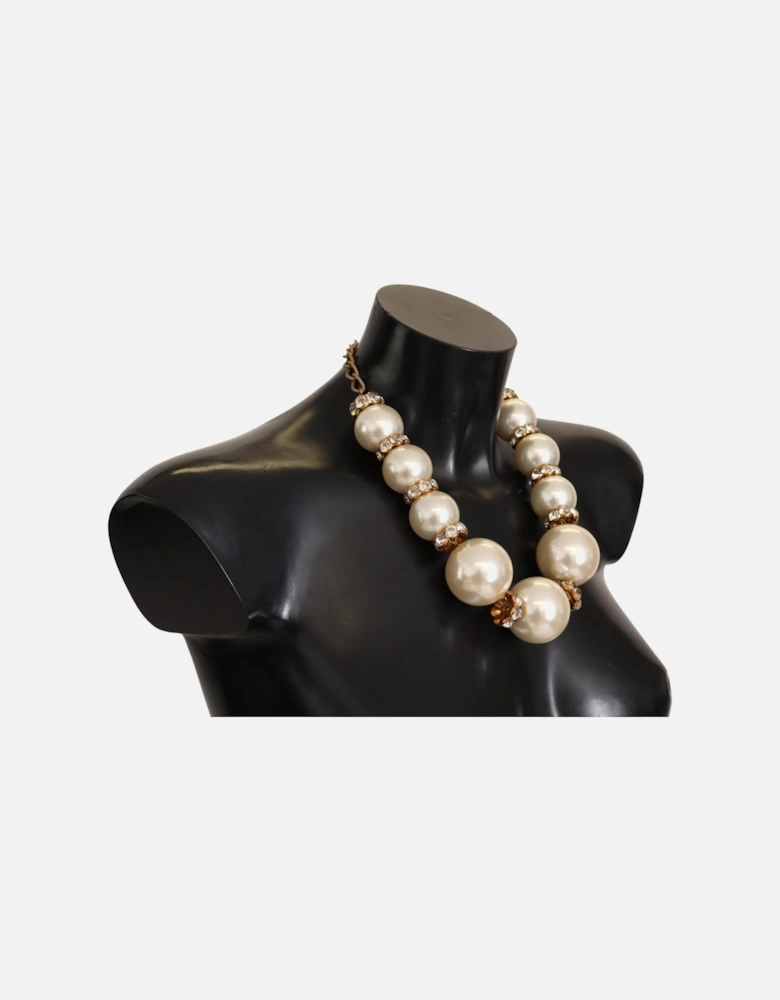 Crystal and Pearl Gold-tone Charm Necklace Women
