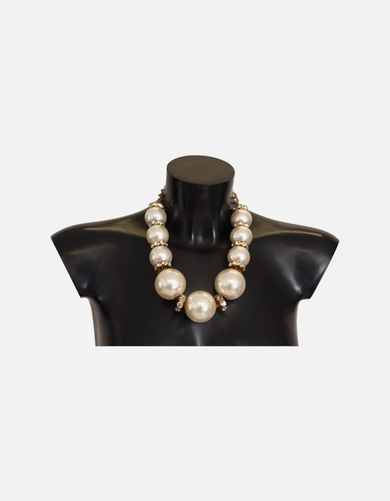 Crystal and Pearl Gold-tone Charm Necklace Women
