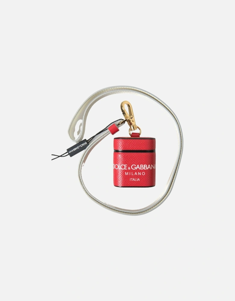 Red Leather Earphone Case Women Miscellaneous Accessories