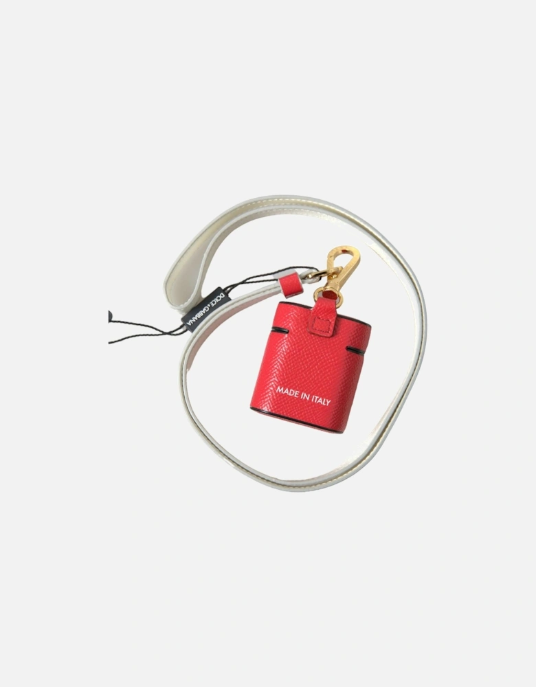 Red Leather Earphone Case Women Miscellaneous Accessories