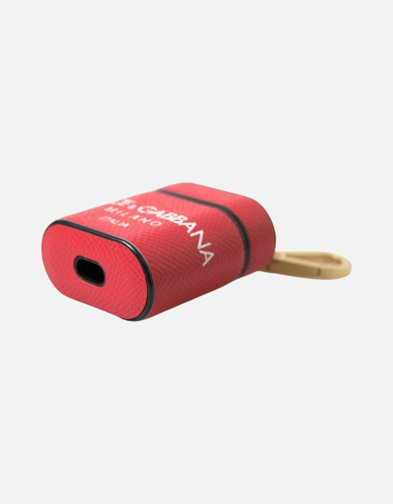 Red Leather Earphone Case Women Miscellaneous Accessories