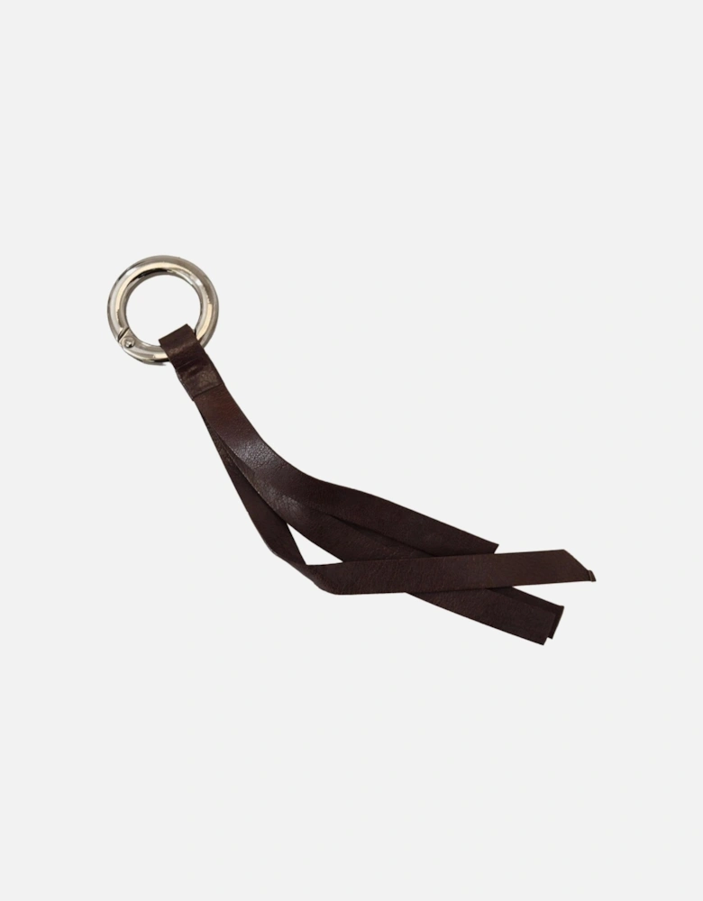Leather Tassel Keychain Women - Brown