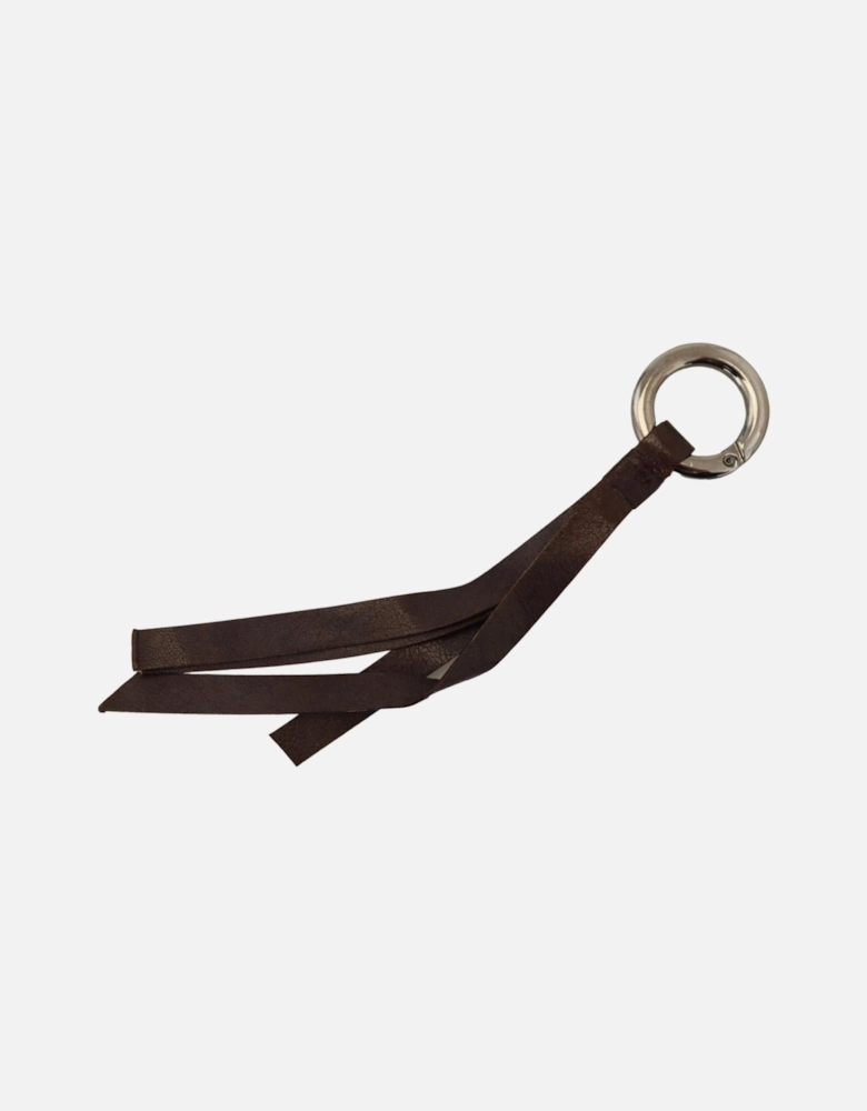 Leather Tassel Keychain Women - Brown