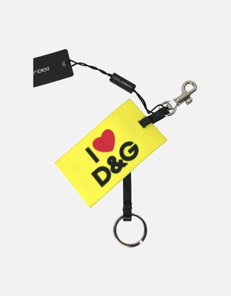 Logo Engraved Metal Hardware Keychain Keyring Women - Yellow