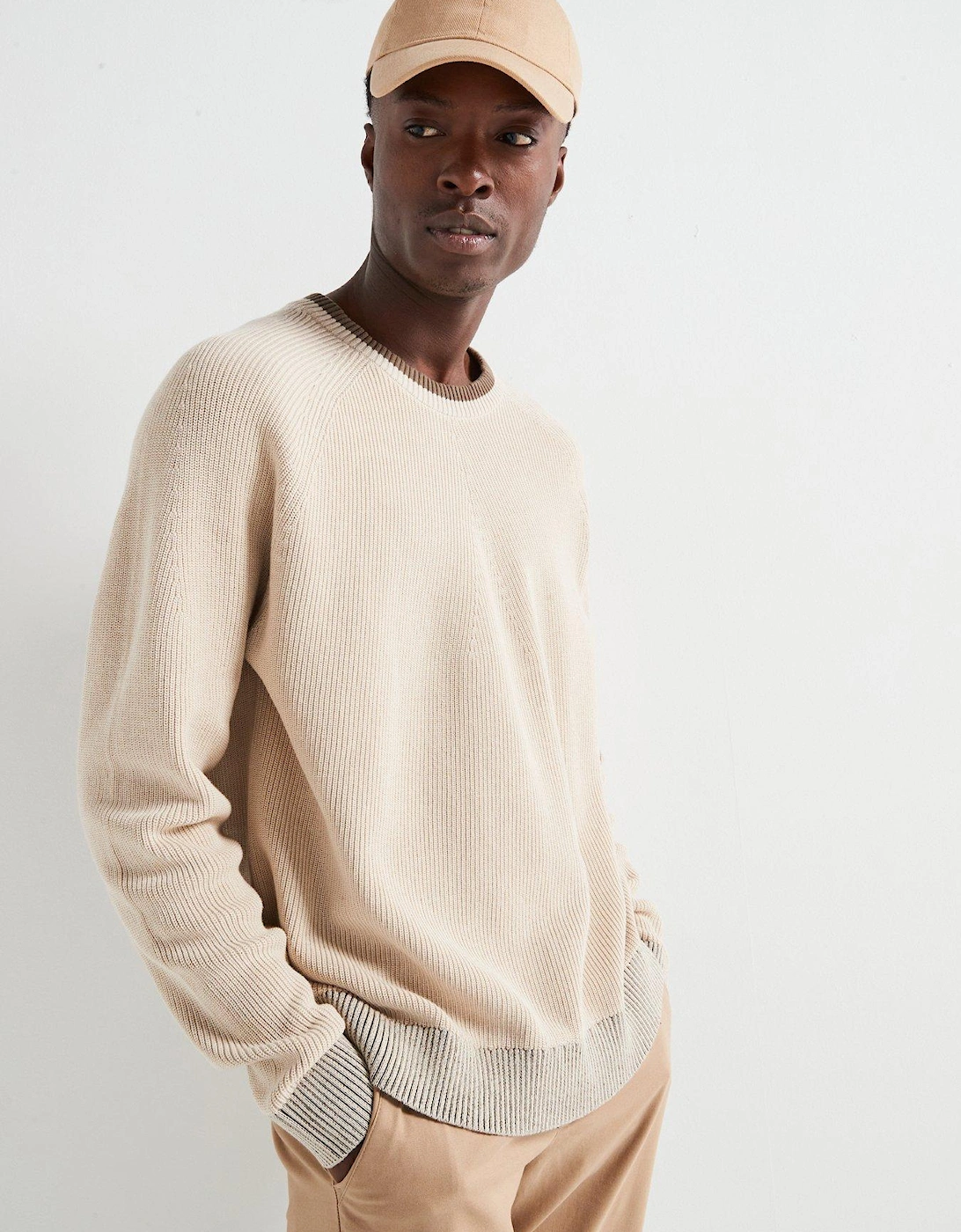Brion Long Sleeve Relaxed Crew Neck Knitted Jumper - Cream, 7 of 6