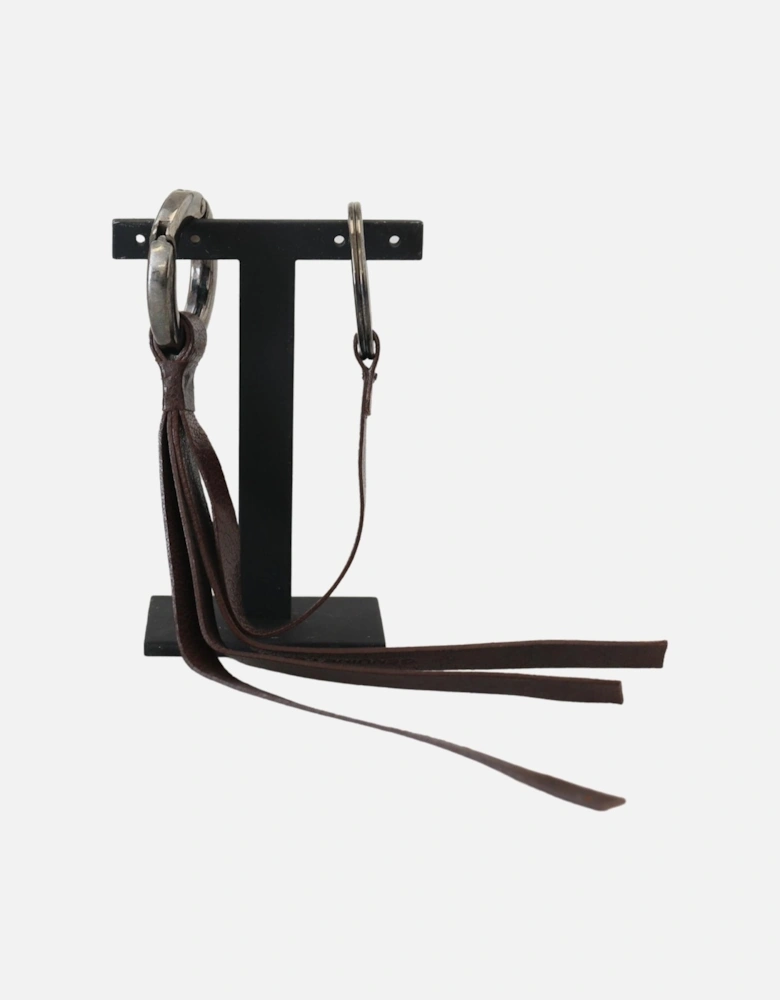 Leather Tassel Keychain Women - Brown