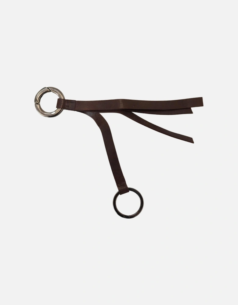 Leather Tassel Keychain Women - Brown