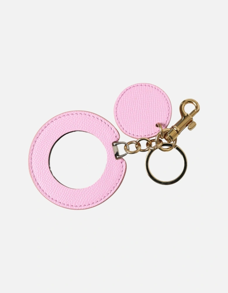 Brass Ring Calf Leather Keychain with Logo Engraved Hardware Women -