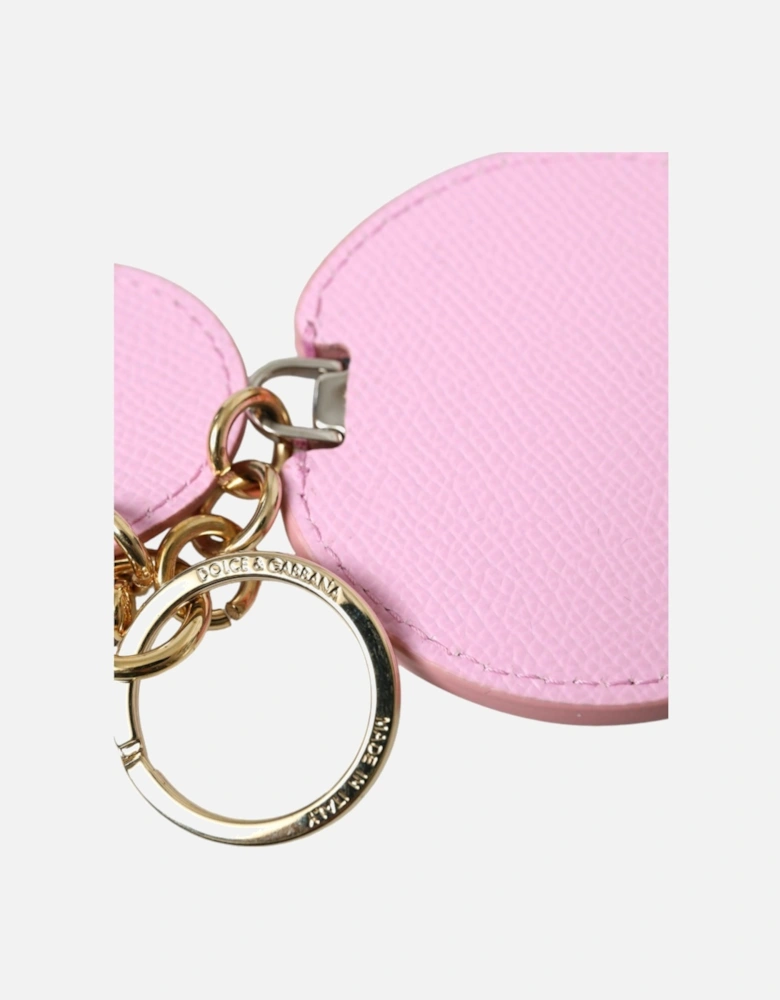 Brass Ring Calf Leather Keychain with Logo Engraved Hardware Women -