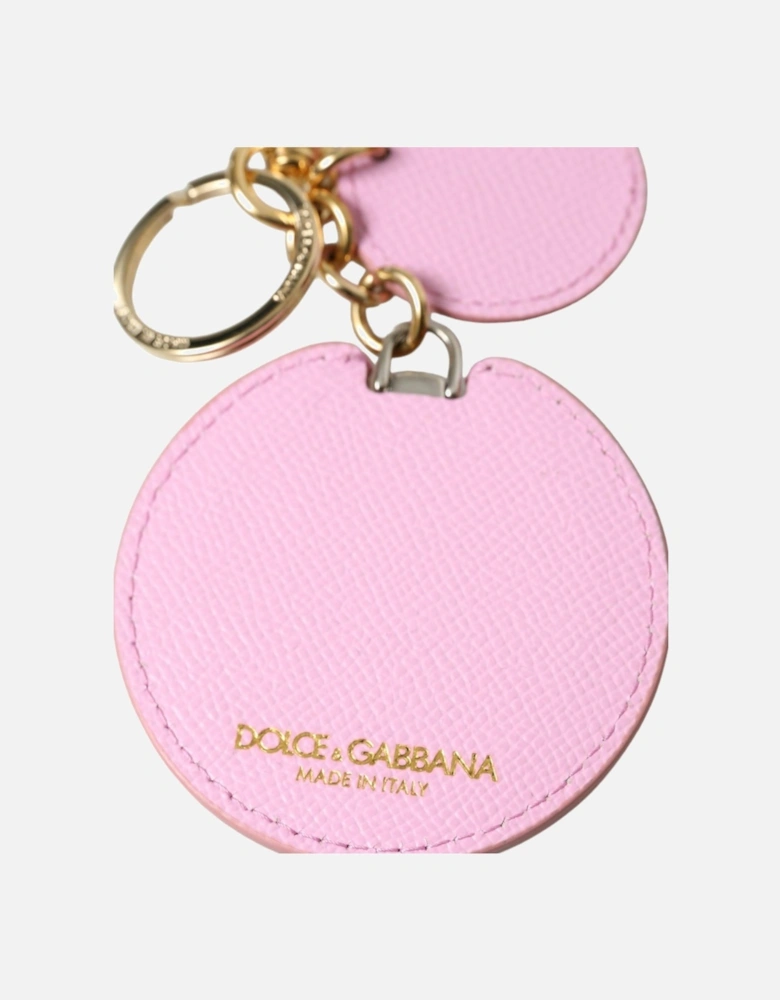Brass Ring Calf Leather Keychain with Logo Engraved Hardware Women -
