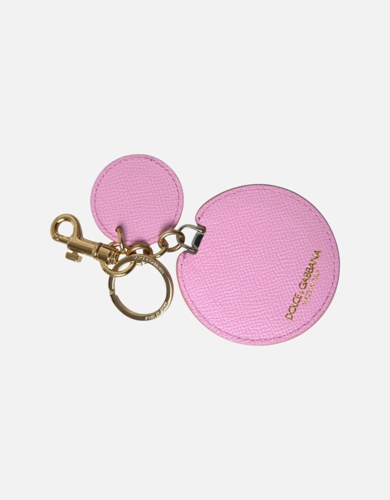 Brass Ring Calf Leather Keychain with Logo Engraved Hardware Women -