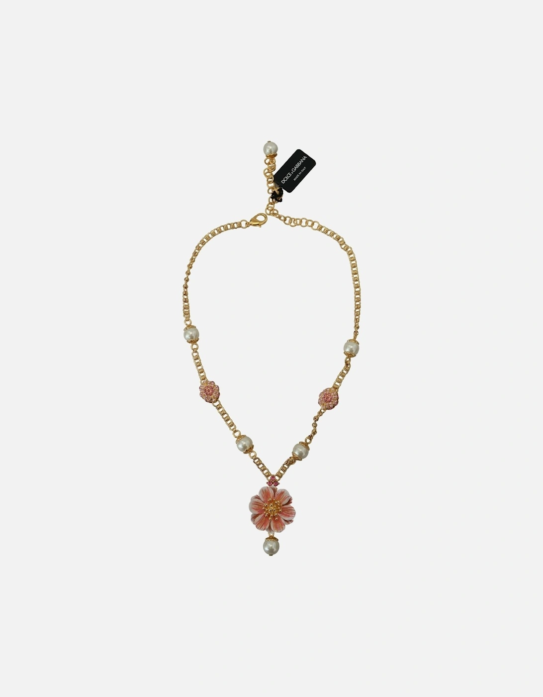 Dolce Gabbana Flower Necklace Gold Pearl Women - Gold And Pink