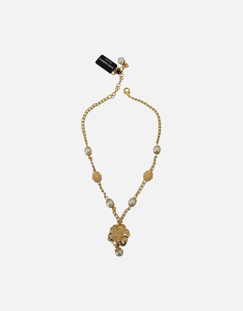 Dolce Gabbana Flower Necklace Gold Pearl Women - Gold And Pink