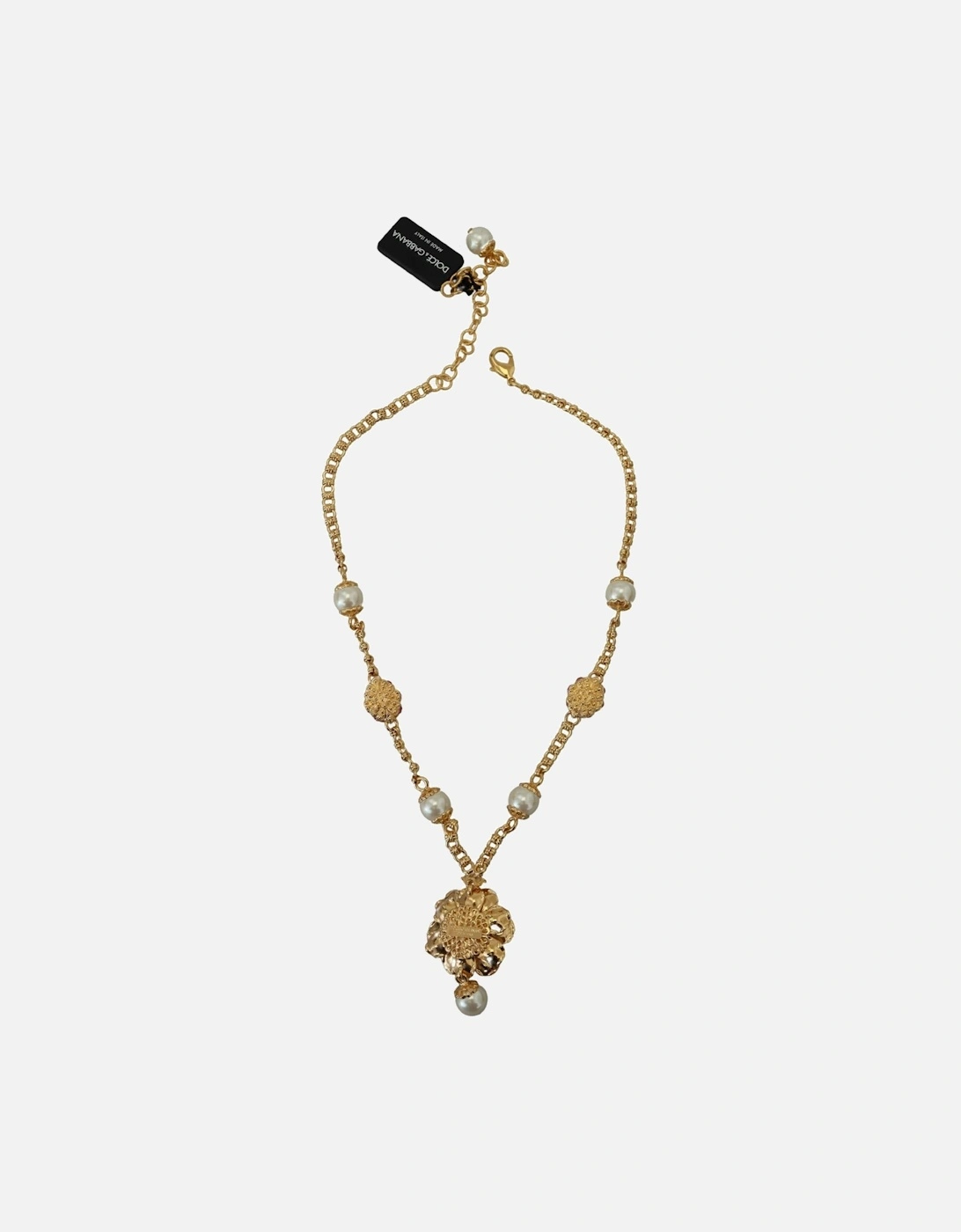 Dolce Gabbana Flower Necklace Gold Pearl Women - Gold And Pink