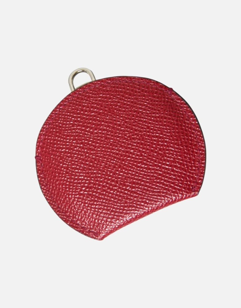Red Leather Hand Mirror Holder with Logo Details Women Miscellaneous