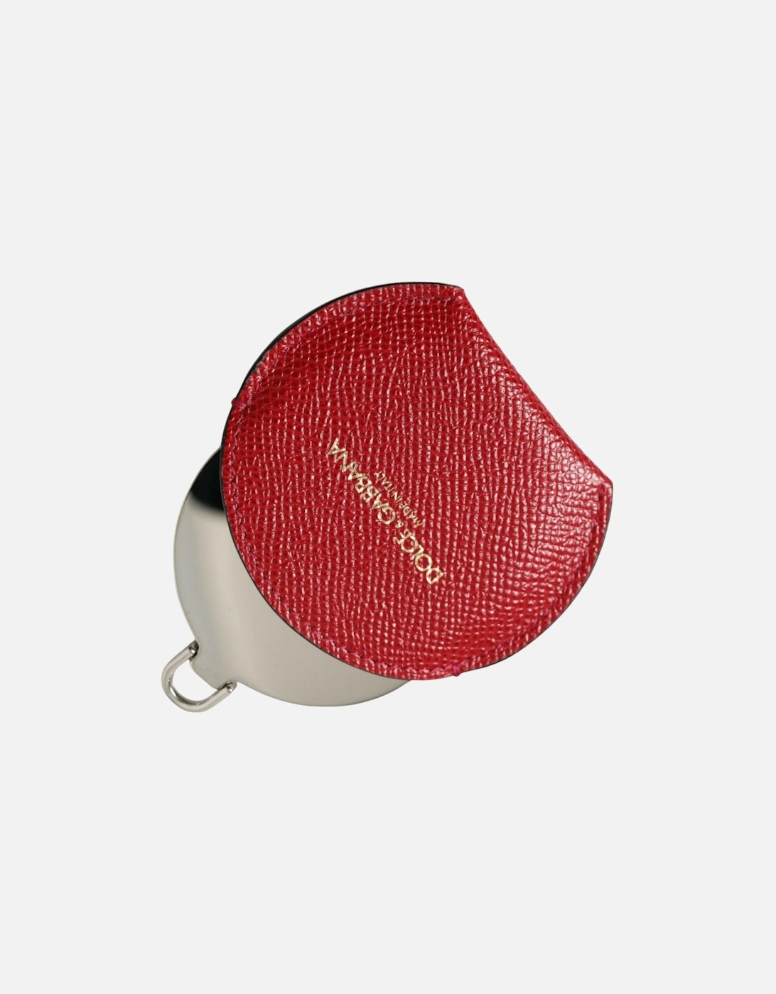 Red Leather Hand Mirror Holder with Logo Details Women Miscellaneous