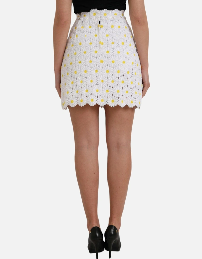 Floral High Waist Mini Skirt with Logo Detail and Zipper Closure Women