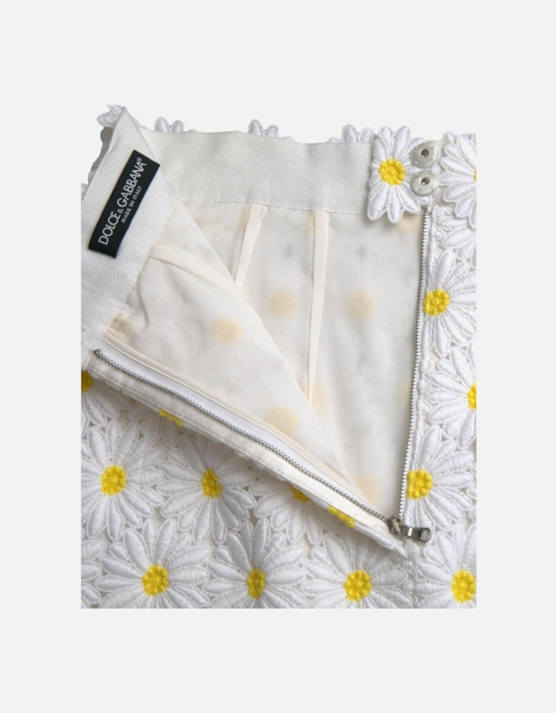 Floral High Waist Mini Skirt with Logo Detail and Zipper Closure Women