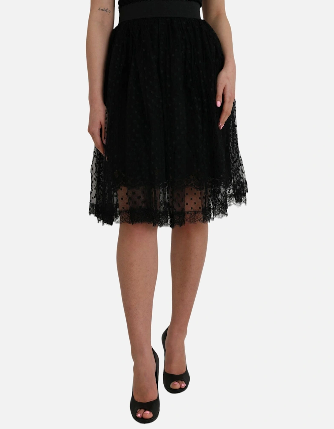 High-waist A-line Knee Length Skirt Women - Black, 6 of 5
