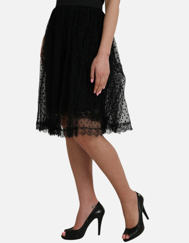 High-waist A-line Knee Length Skirt Women - Black