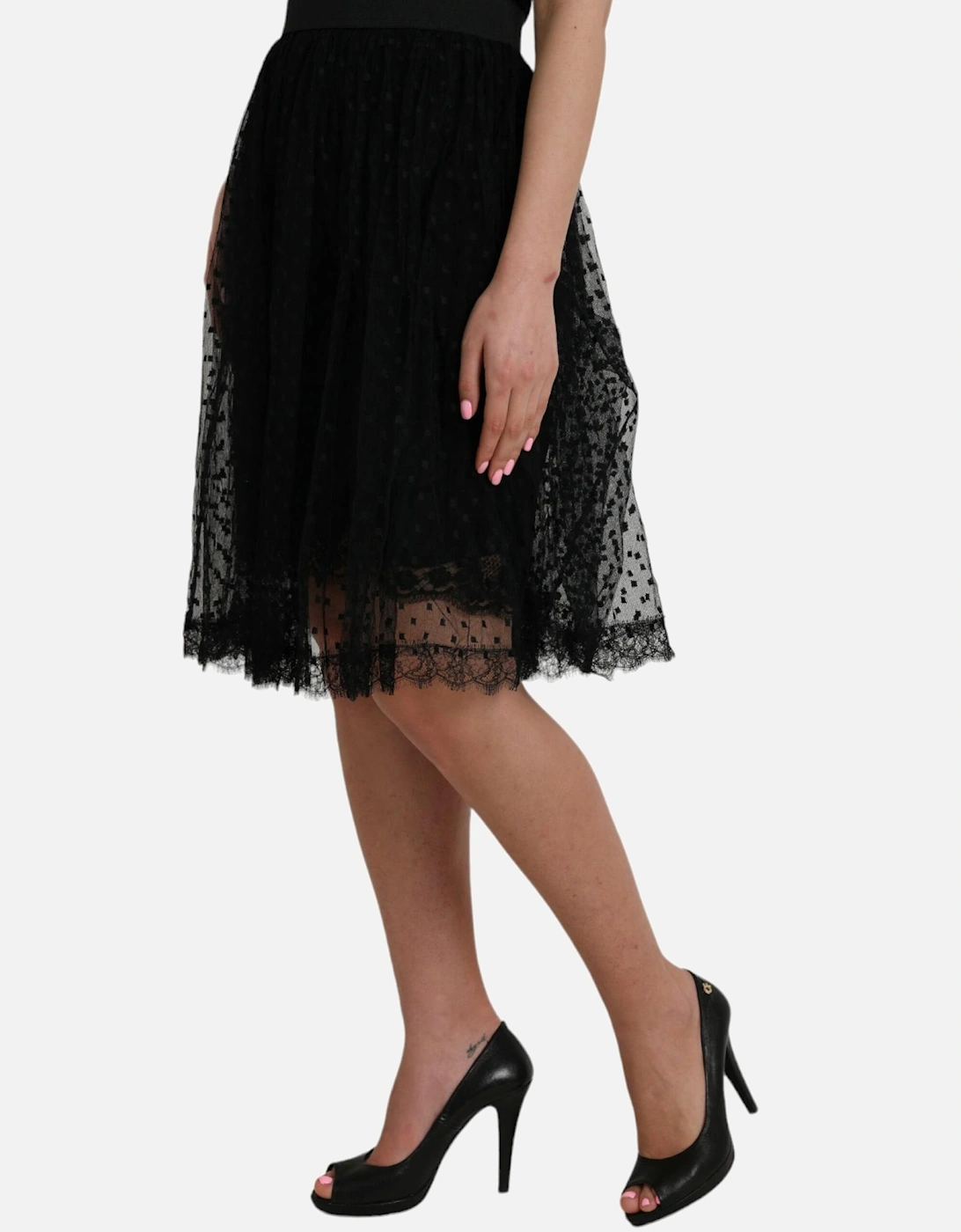 High-waist A-line Knee Length Skirt Women - Black
