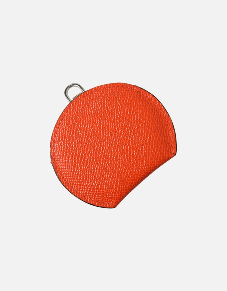 Authentic Leather Hand Mirror Holder with Logo Details Women - Orange