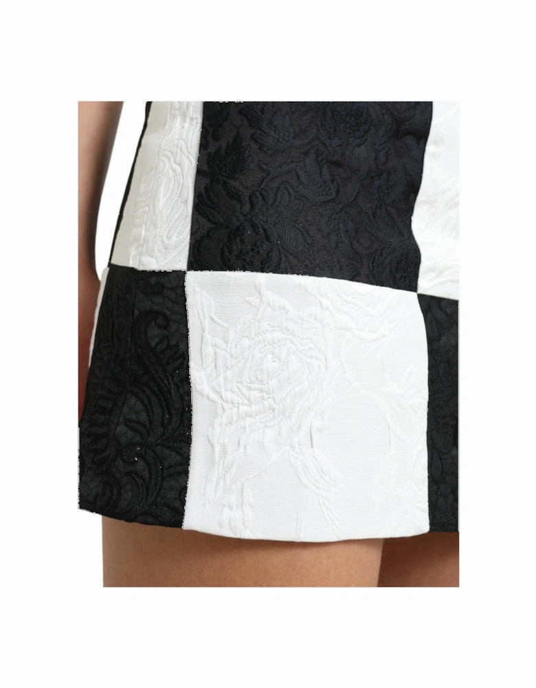 Checkerboard Mini Skirt Aline Model Women - Black And White