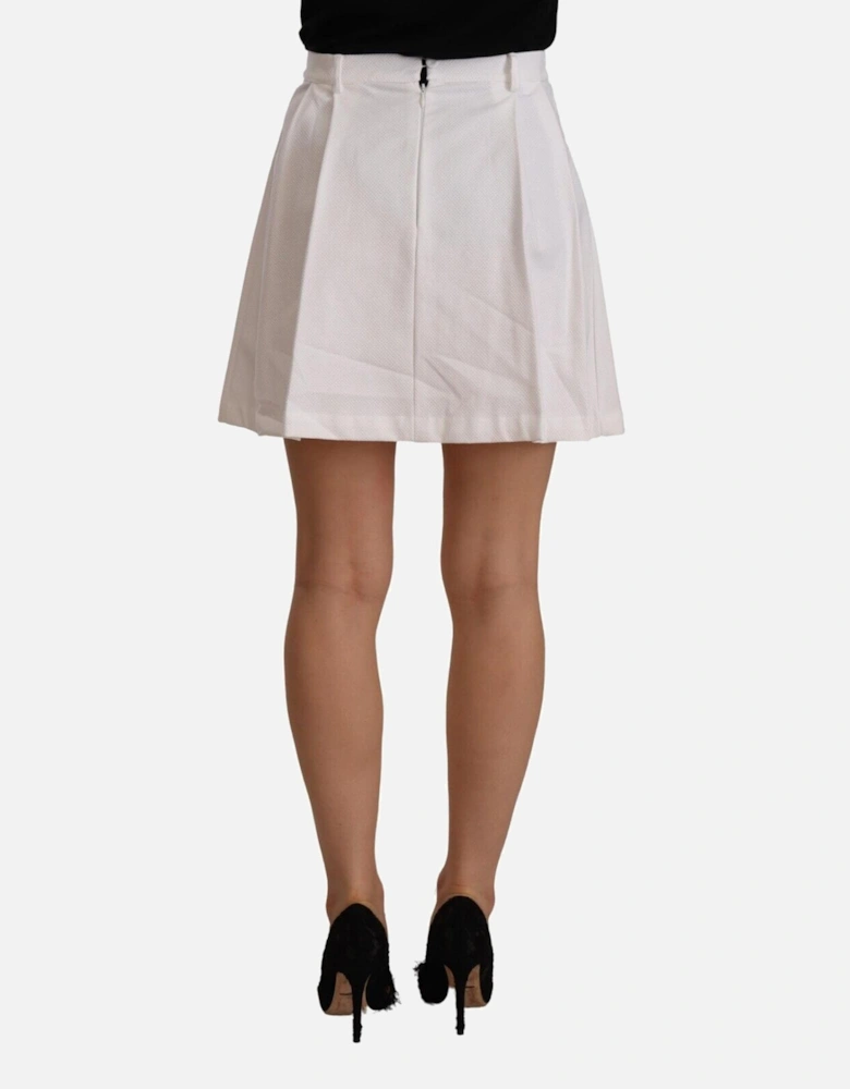 Pleated Embroidered Mini Skirt Women - White