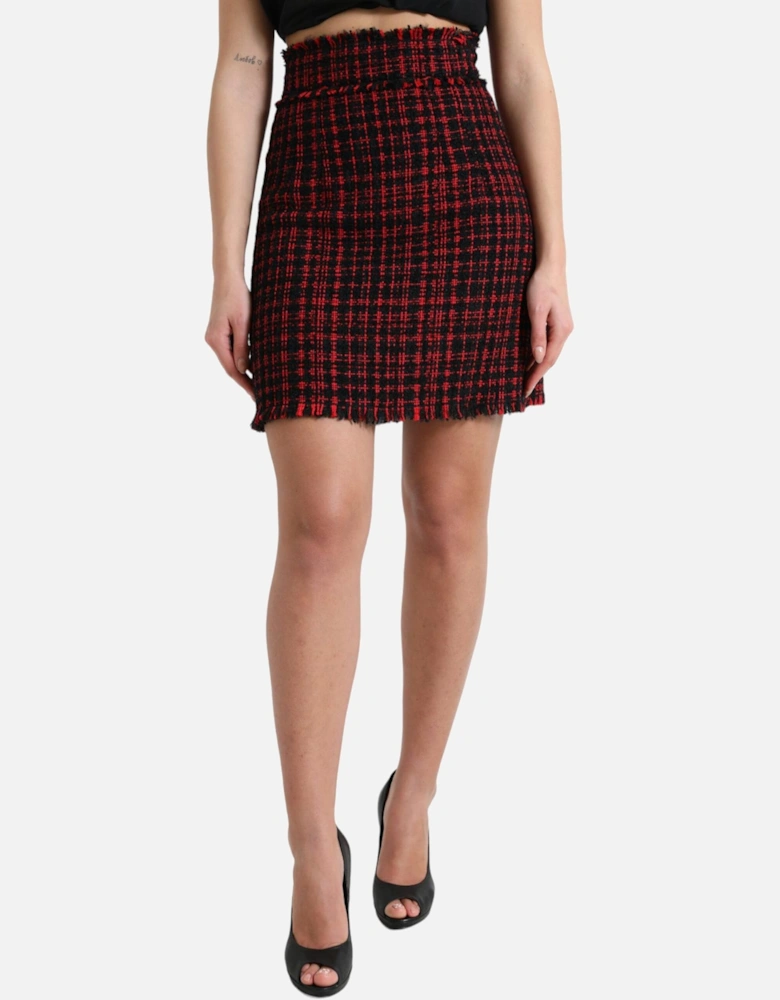 Tweed Mini Skirt Red and Black Women - Black And Red