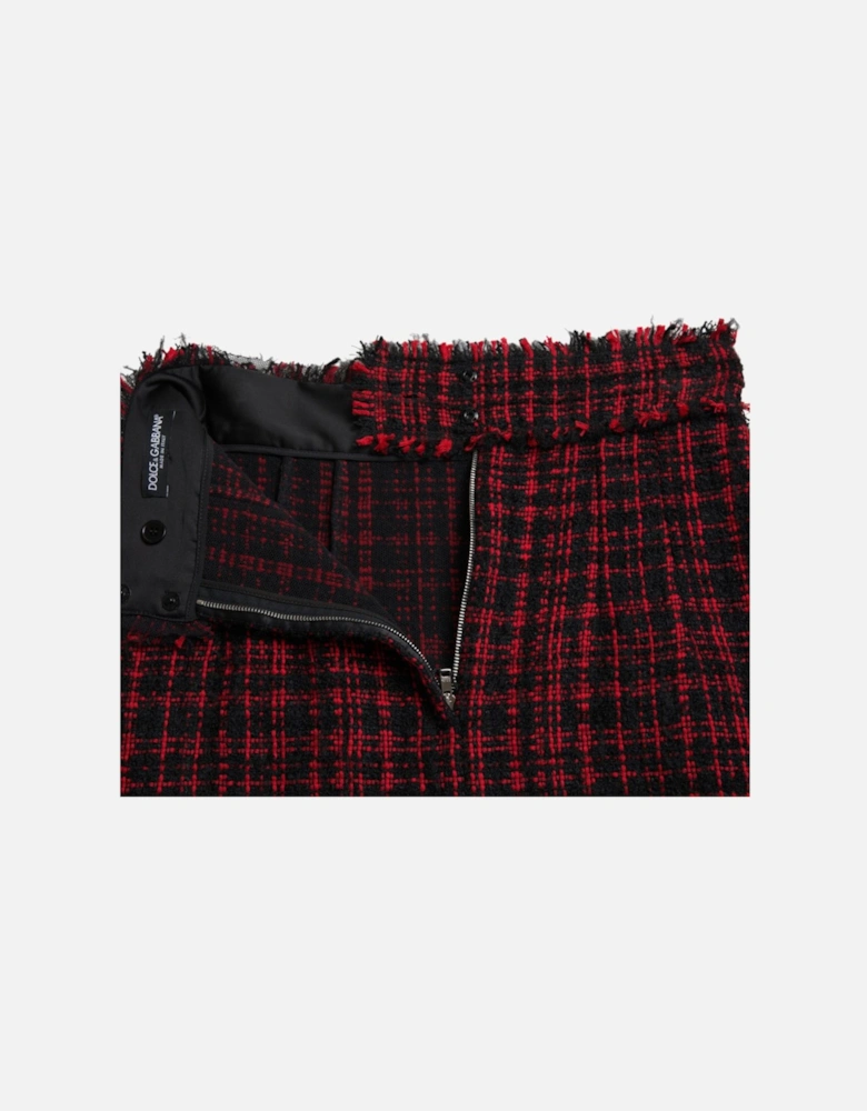 Tweed Mini Skirt Red and Black Women - Black And Red