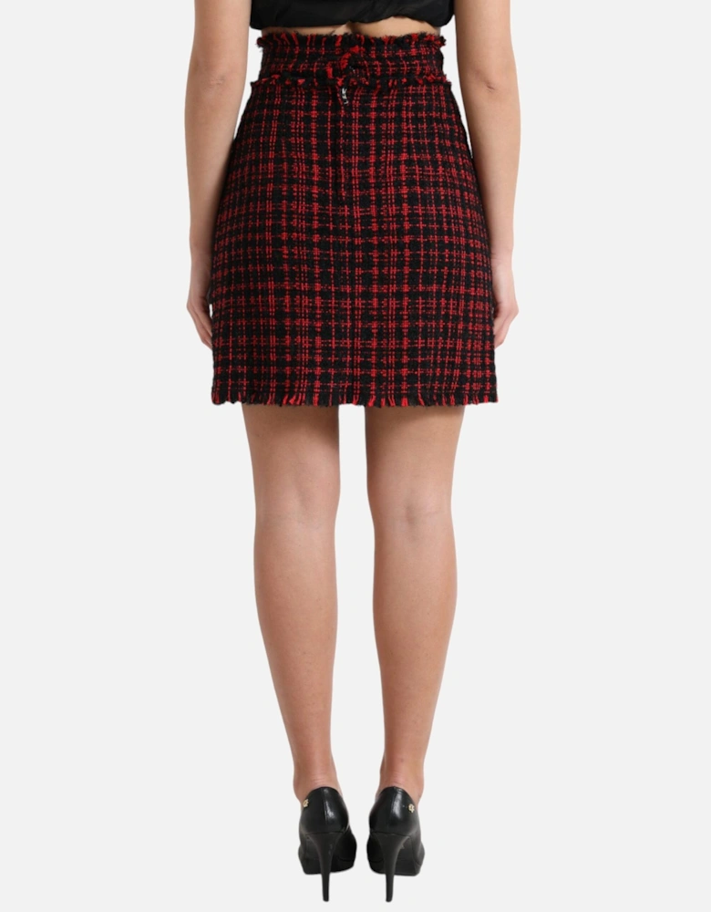 Tweed Mini Skirt Red and Black Women - Black And Red