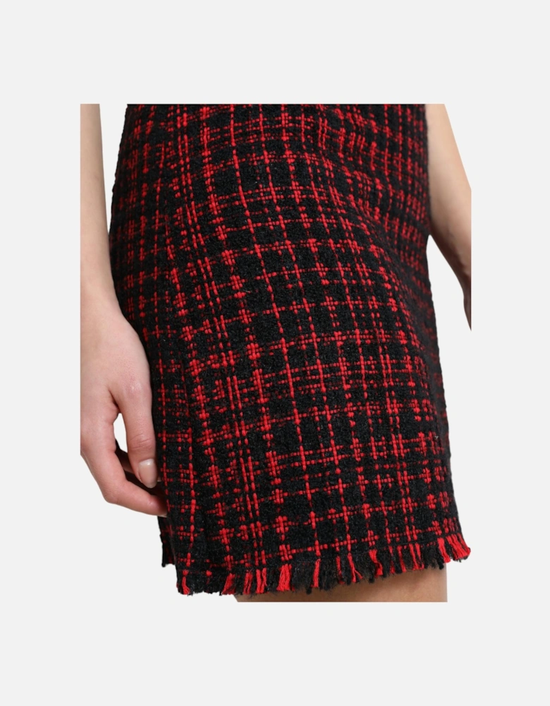 Tweed Mini Skirt Red and Black Women - Black And Red