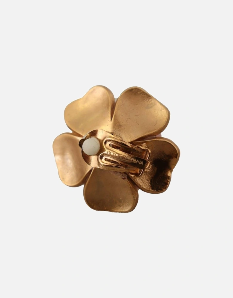 Dolce Gabbana Pearl Crystal Flower Earrings Women - Gold