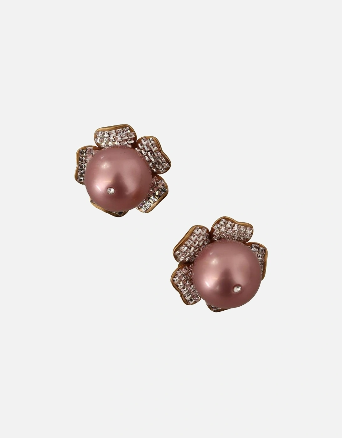 Dolce Gabbana Pearl Crystal Flower Earrings Women - Gold