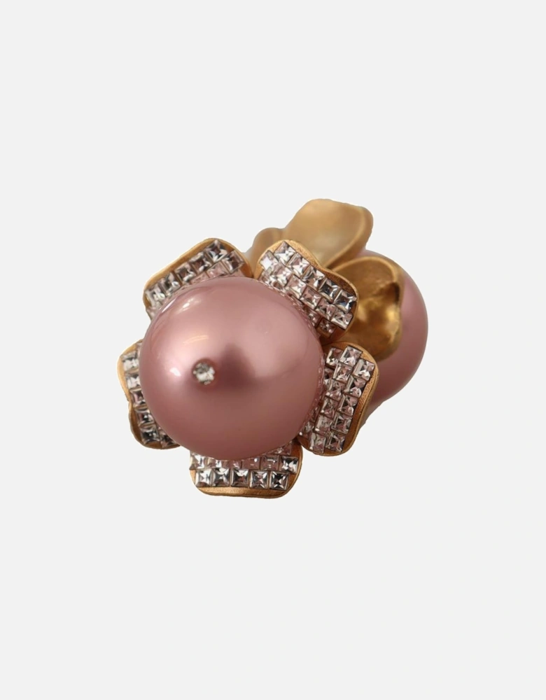 Dolce Gabbana Pearl Crystal Flower Earrings Women - Gold