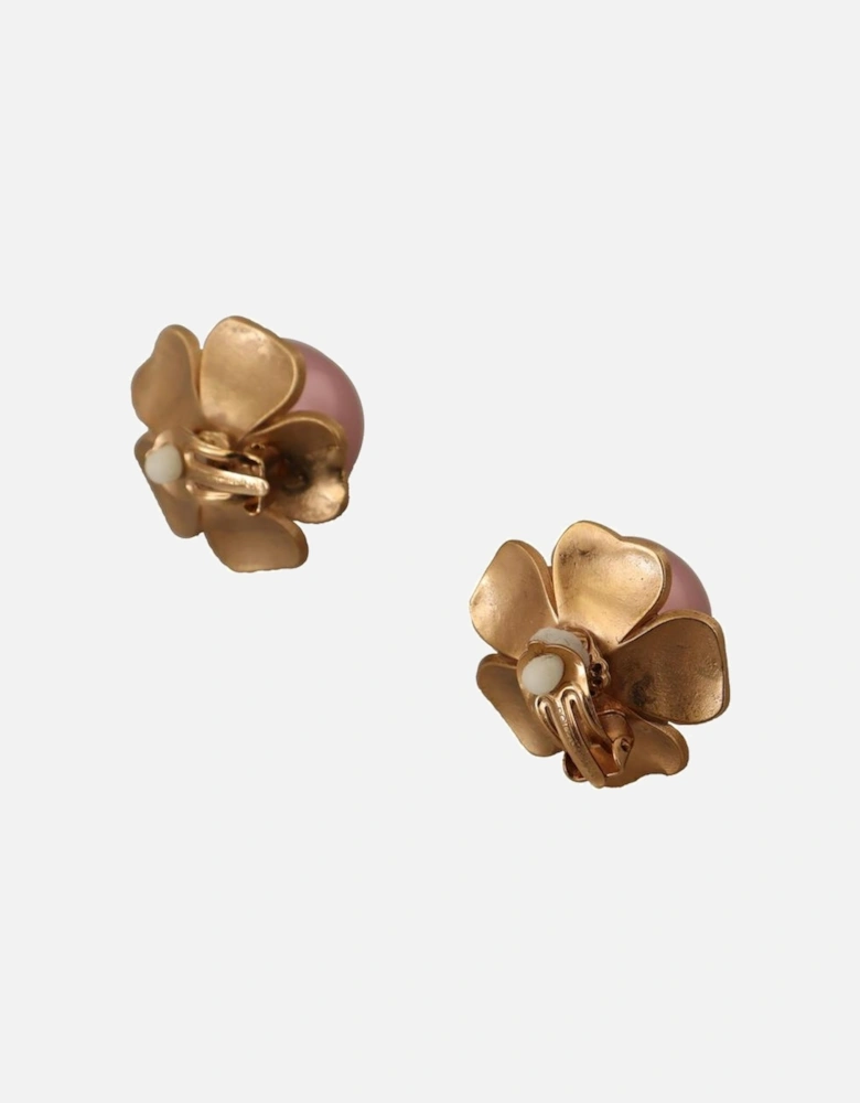 Dolce Gabbana Pearl Crystal Flower Earrings Women - Gold
