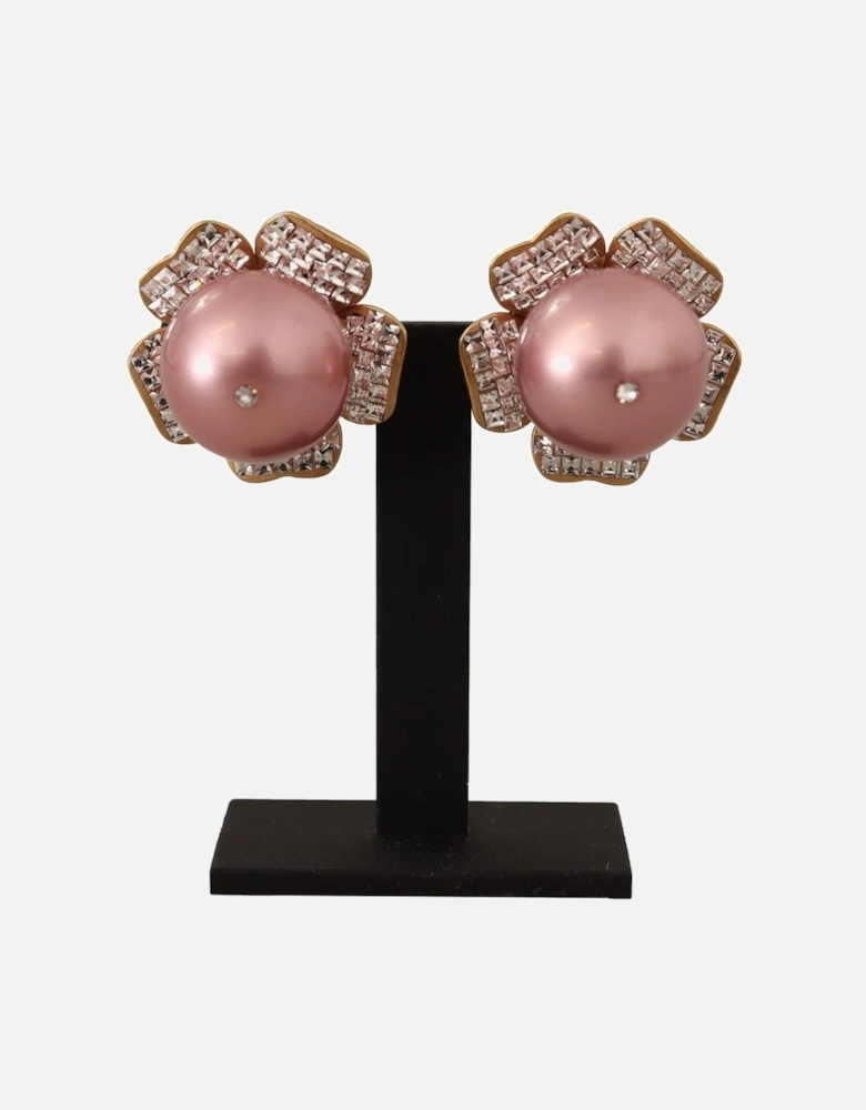 Dolce Gabbana Pearl Crystal Flower Earrings Women - Gold