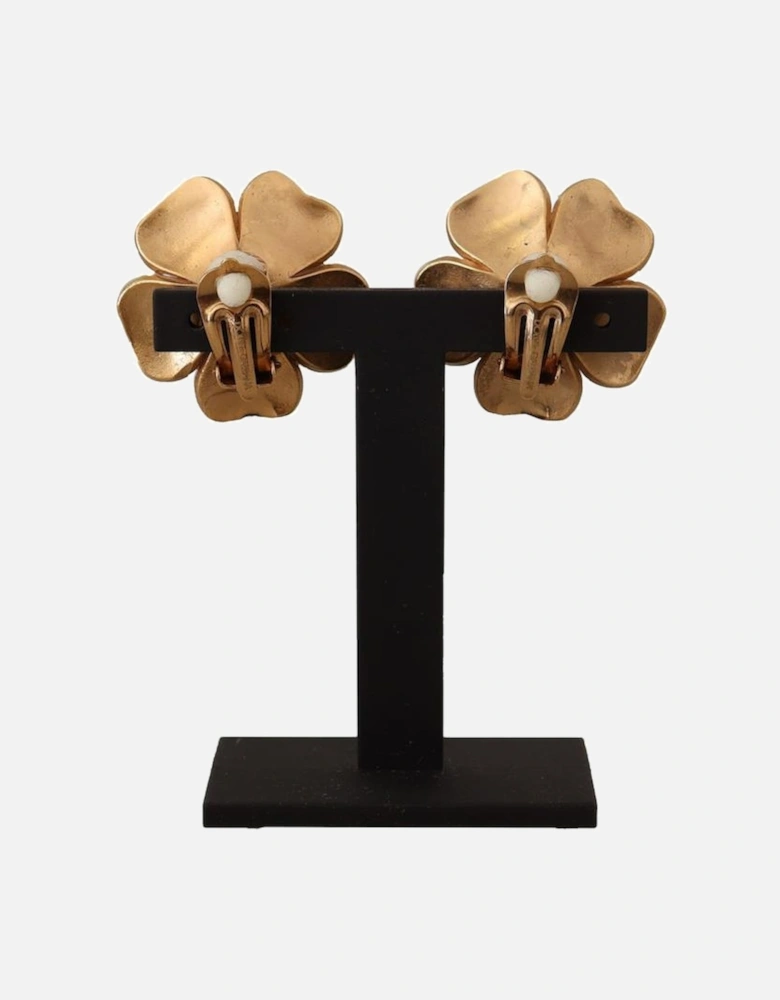 Dolce Gabbana Pearl Crystal Flower Earrings Women - Gold
