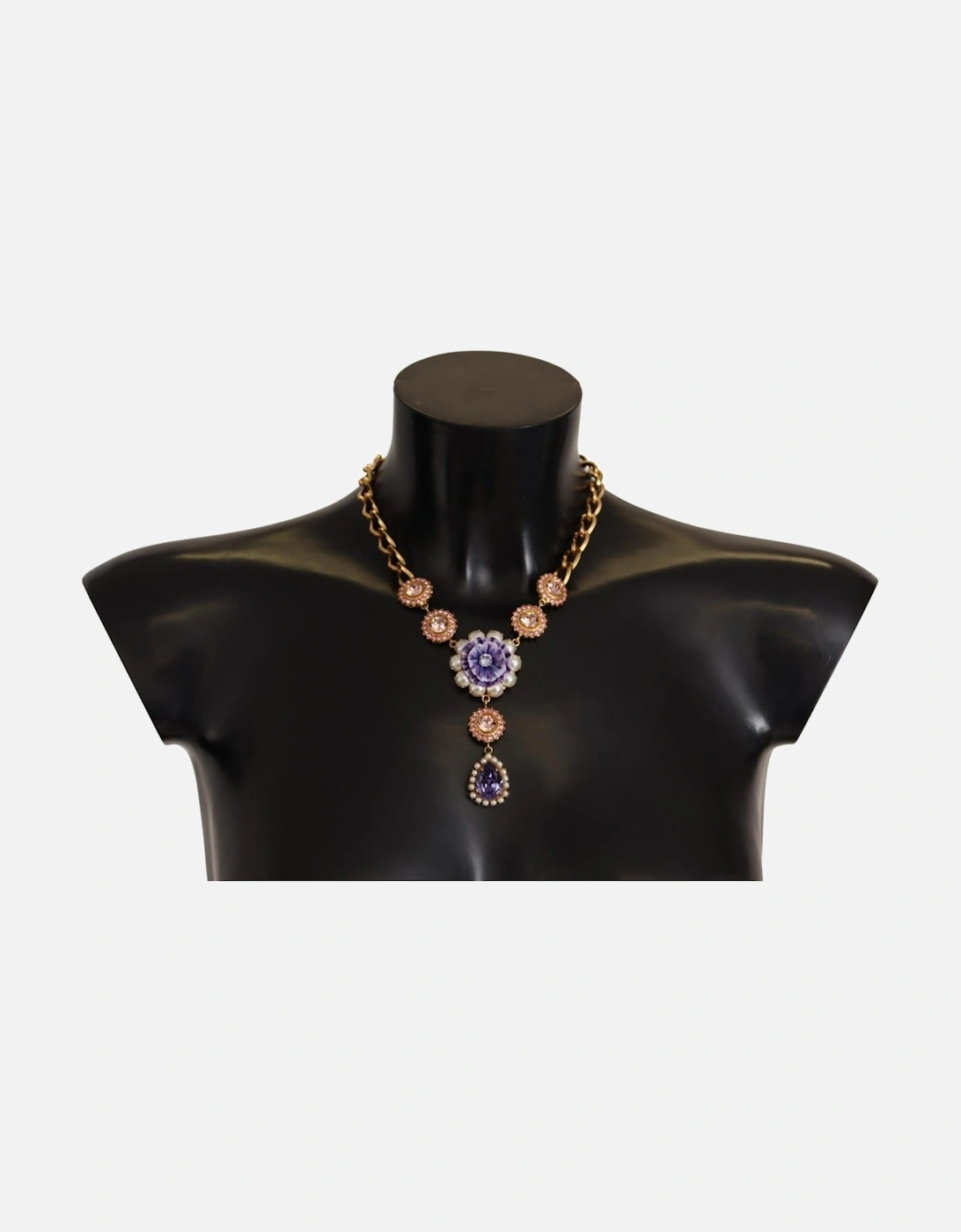 Floral Statement Necklace Pear Drop Pendant Women - Gold, 7 of 6