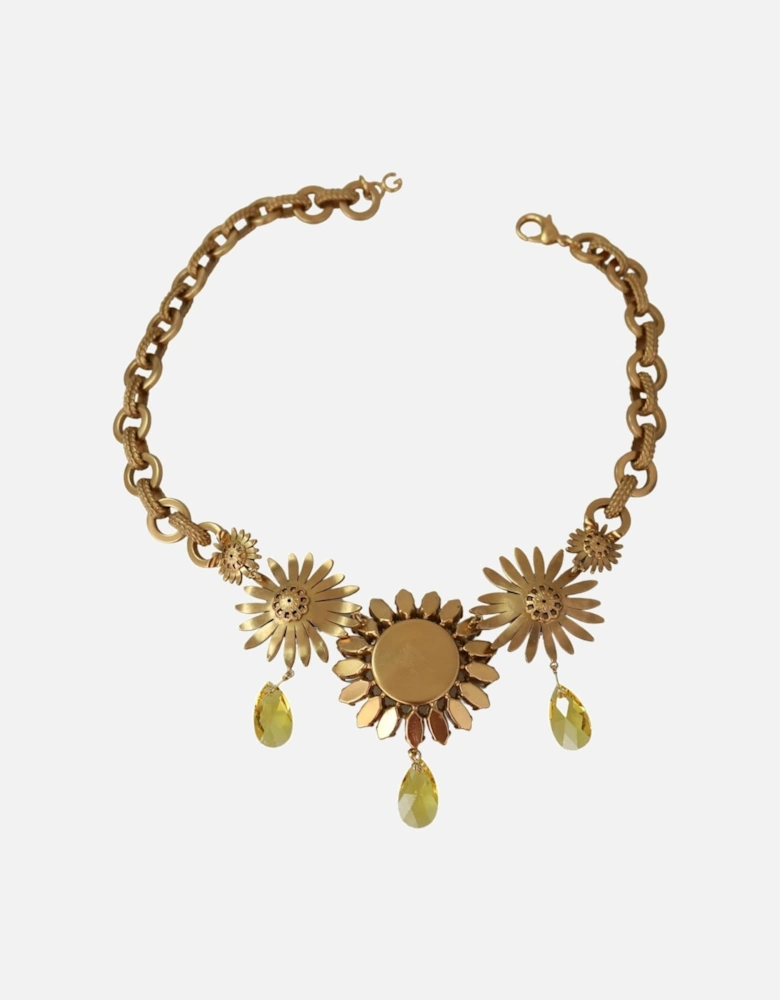 Gold Crystal Statement Necklace Women