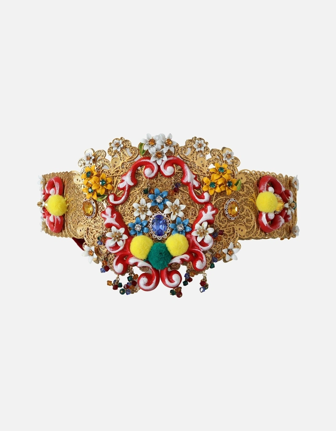 Floral Embellished Belt GoldTone Metal Women