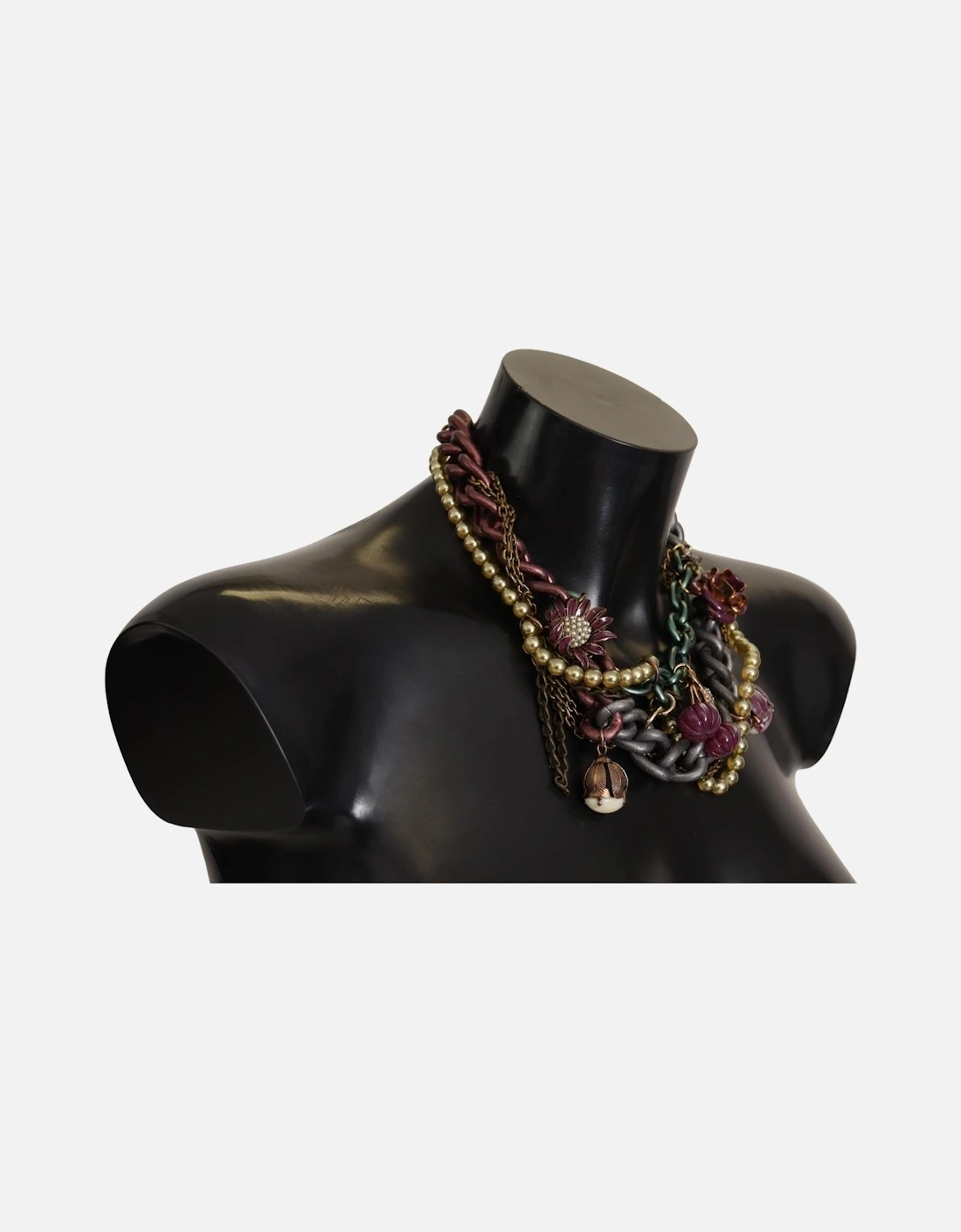 Layered Chain Pearl Statement Necklace Women - Gold