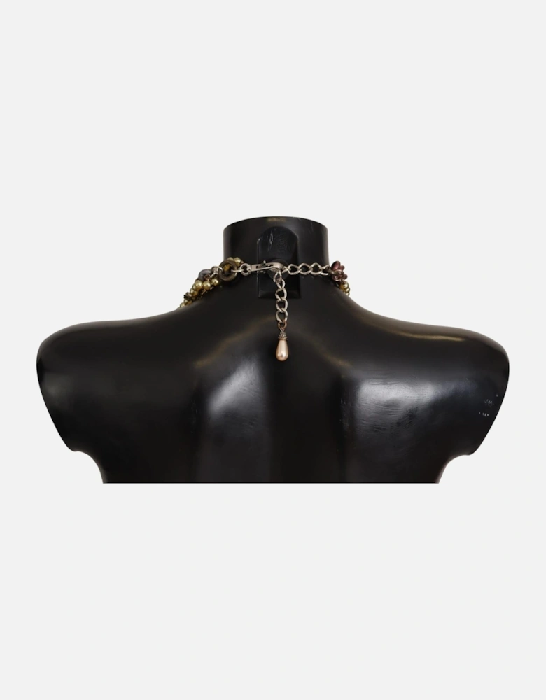 Layered Chain Pearl Statement Necklace Women - Gold