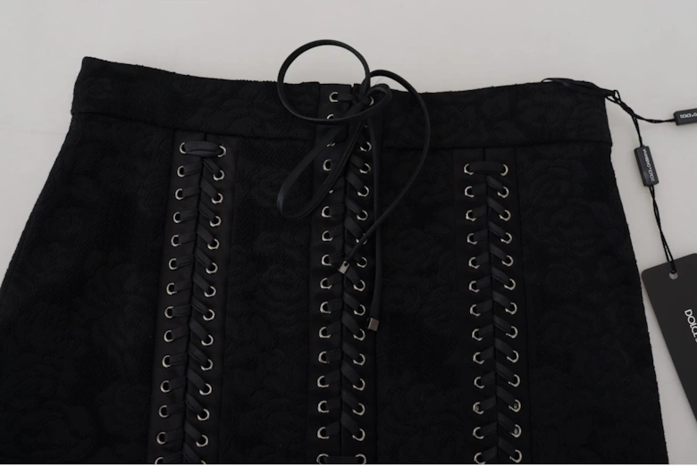 Dolce Gabbana A1857 LaceUp Mini Skirt Women - Black
