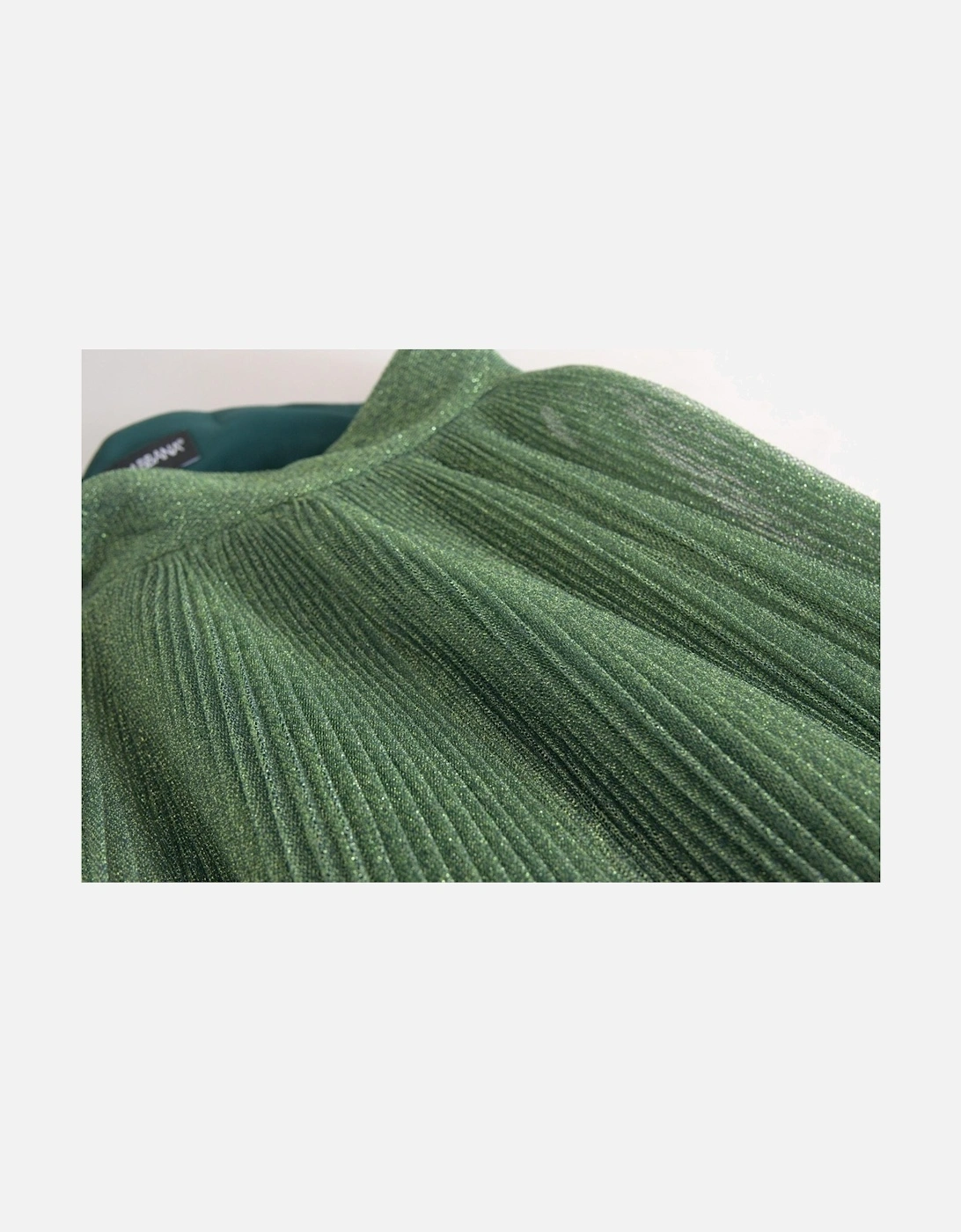 Metallic Pleated Midi Skirt Aline Style Women - Green