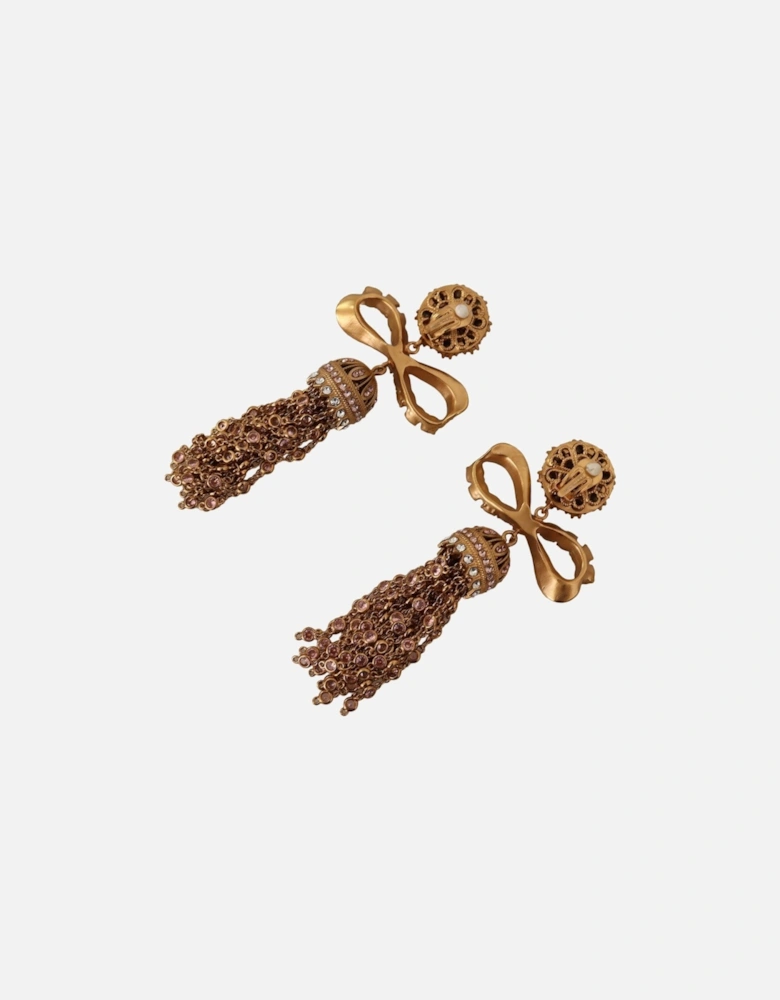 Dolce Gabbana Crystal Bow Earrings Women - Gold