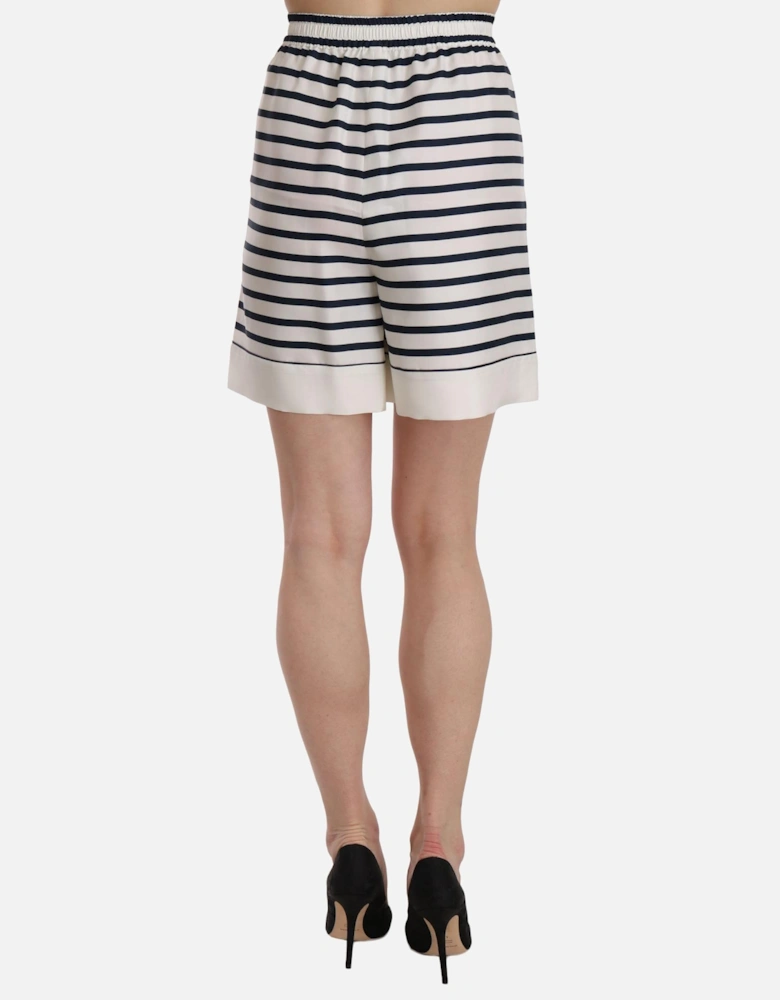Striped High Waist Silk Shorts Women - Blackwhite Skirts