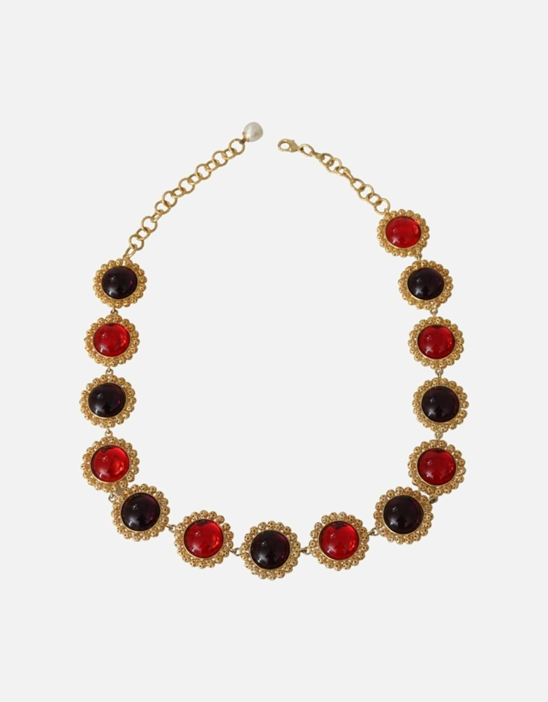Red Purple Resin Statement Necklace Women