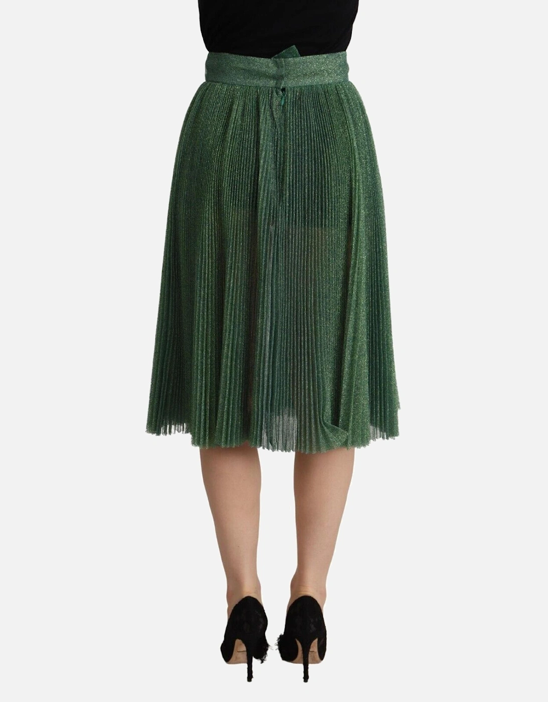 Pleated Skirt Green Glitter Model A Women