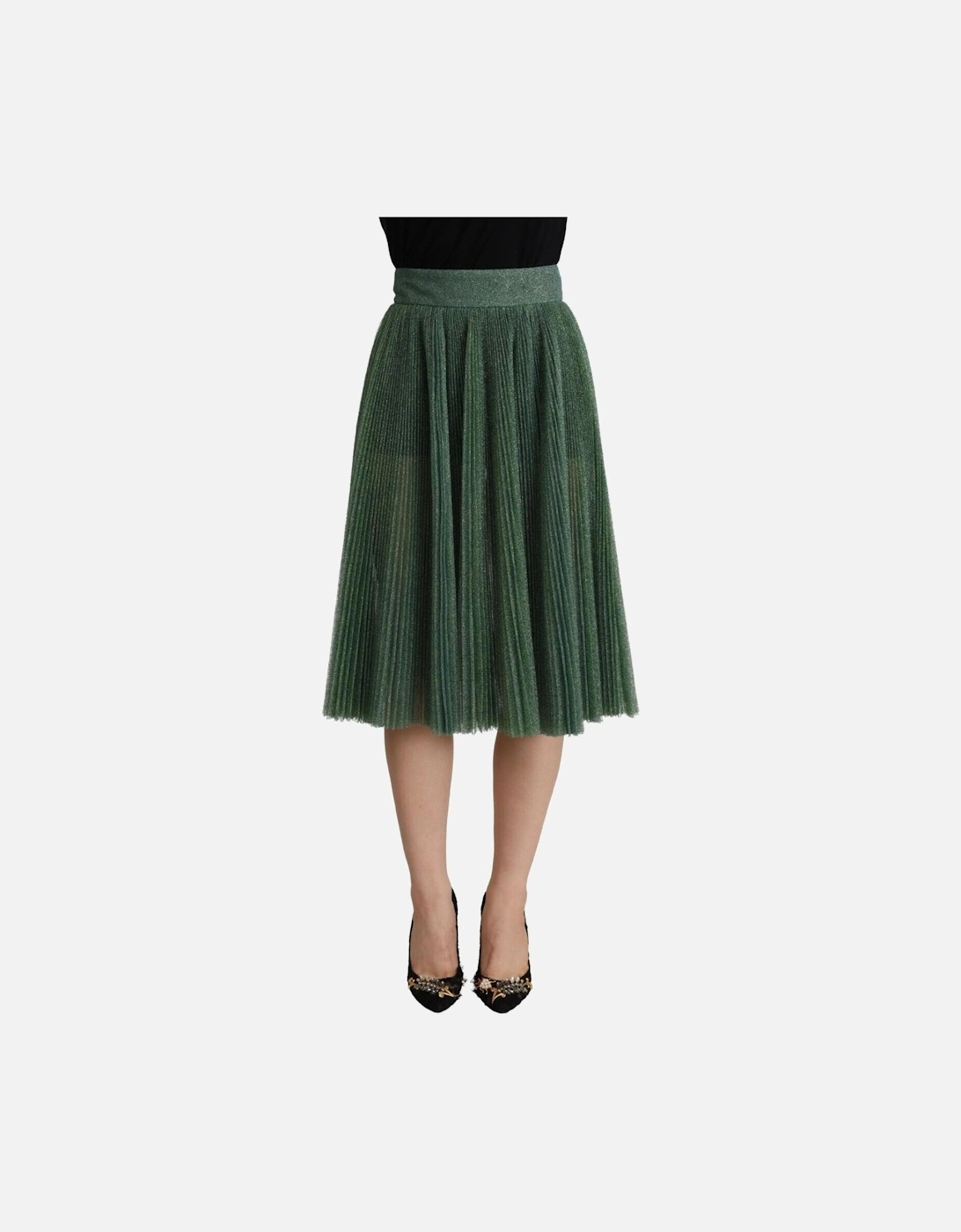 Pleated Skirt Green Glitter Model A Women, 4 of 3